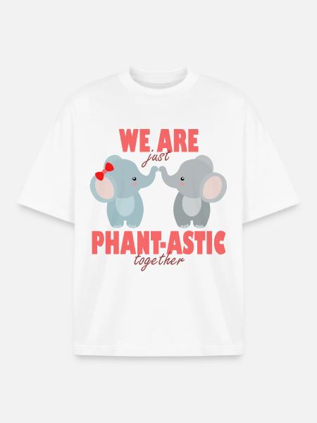 Phant-astic Friends Elephants - Boxy Heavyweight Unisex Organic T-Shirt by Stanley/Stella - white