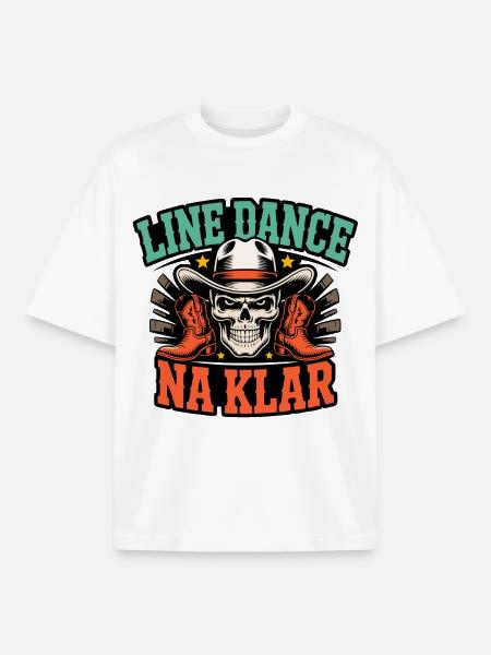 Line Dance Of course Skull Cowboy - Boxy Heavyweight Unisex Organic T-Shirt by Stanley/Stella - white