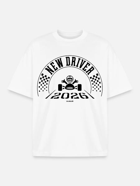 New Driver 2026 (Driving Licence / Black) - Boxy Heavyweight Unisex Organic T-Shirt by Stanley/Stella - white