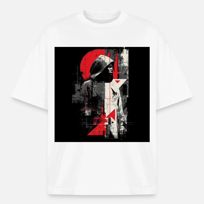 Geometric Shadow Pullover Hoodie - Heavyweight Boxy Unisex T-Shirt by Stanley/Stella - white