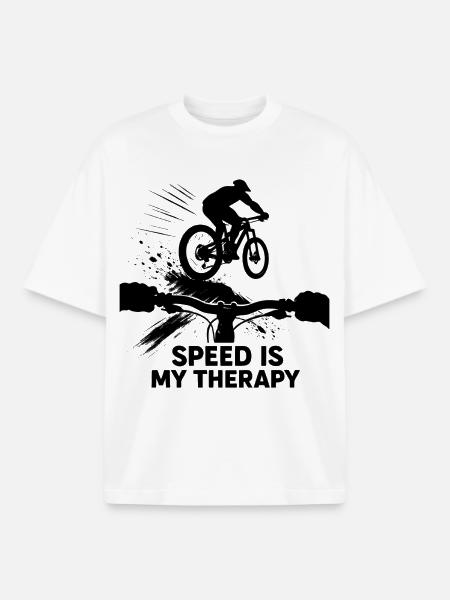 Downhill MTB POV Speed Therapy Gift - Boxy Heavyweight Unisex Organic T-Shirt by Stanley/Stella - white
