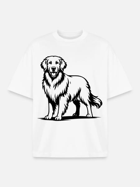 Golden Retriever with Proud Pose - Boxy Heavyweight Unisex Organic T-Shirt by Stanley/Stella - white