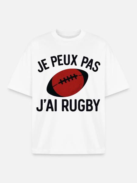 Je peux pas j'ai rugby - T-shirt unisexe boxy épais biologique Stanley/Stella - blanc