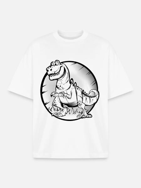 T Rex Gamer - Boxy Heavyweight Unisex Organic T-Shirt by Stanley/Stella - white