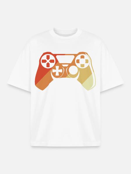 Vintage Gamepad - Boxy Heavyweight Unisex Organic T-Shirt by Stanley/Stella - white