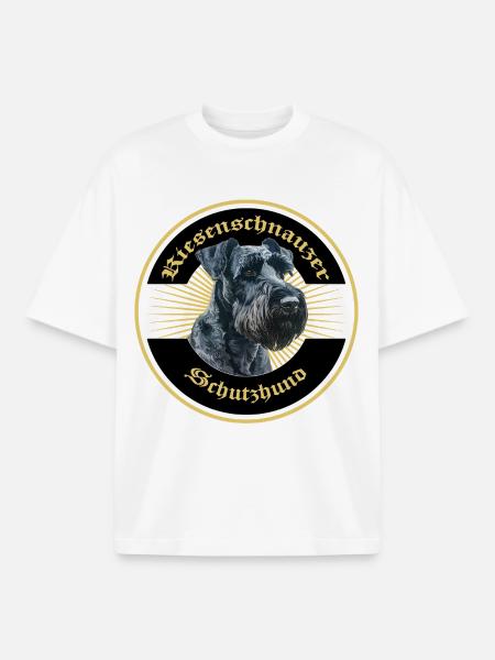Riesenschnauzer Schutzhund Emblem Gold - Boxy Heavyweight Unisex Organic T-Shirt von Stanley/Stella - Weiß