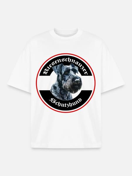 Riesenschnauzer Schutzhund Emblem - Boxy Heavyweight Unisex Organic T-Shirt von Stanley/Stella - Weiß