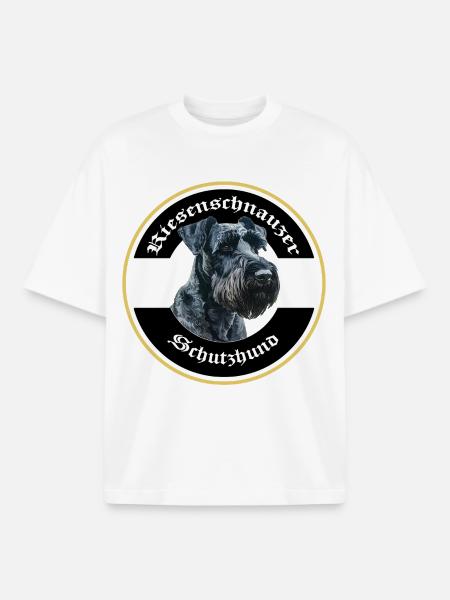 Riesenschnauzer Schutzhund Emblem - Boxy Heavyweight Unisex Organic T-Shirt von Stanley/Stella - Weiß