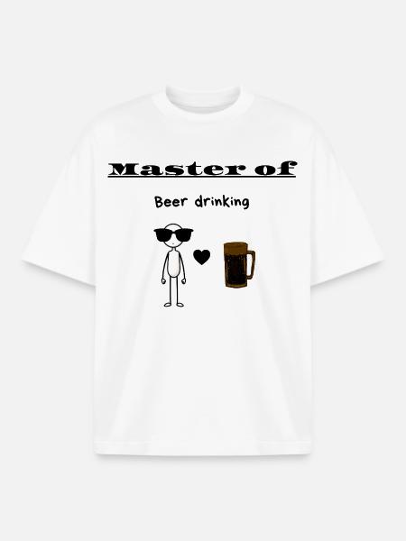 Master of Beer drinking - Boxy Heavyweight Unisex Organic T-Shirt by Stanley/Stella - white