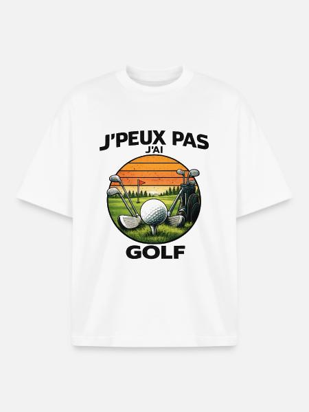 Golf Sunset Retro – I Can't - Boxy Heavyweight Unisex Organic T-Shirt by Stanley/Stella - white