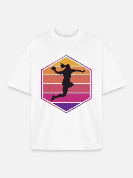 Handball Frau Silhouette - Boxy Heavyweight Unisex Organic T-Shirt von Stanley/Stella - Weiß