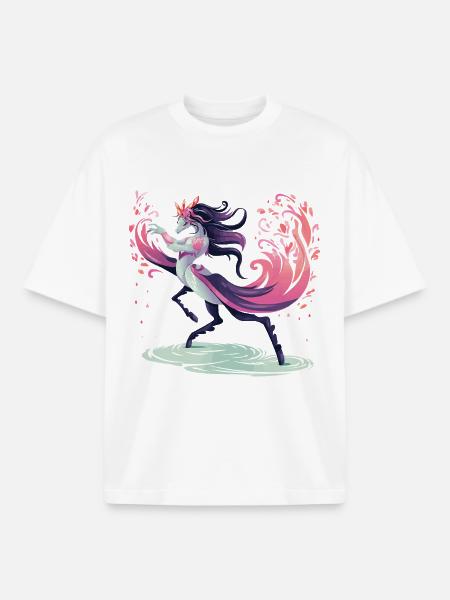 Blüten-Einhorn Tanz - Boxy Heavyweight Unisex Organic T-Shirt von Stanley/Stella - Weiß
