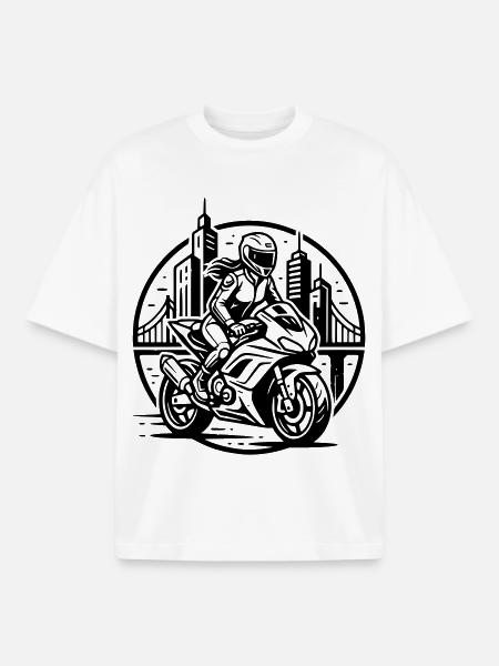 motarde qui part a l'aventure  - T-shirt unisexe boxy épais biologique Stanley/Stella - blanc