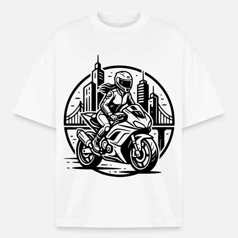 Biker, der auf ein Abenteuer geht - Boxy Heavyweight Unisex Organic T-Shirt von Stanley/Stella - Weiß