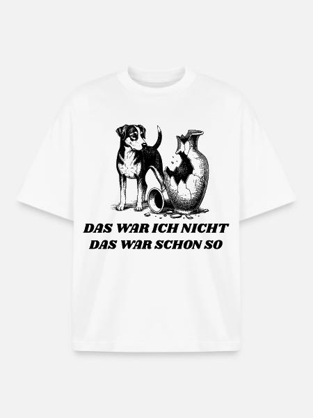 Funny Dog Design – "It Wasn't Me" - Boxy Heavyweight Unisex Organic T-Shirt by Stanley/Stella - white