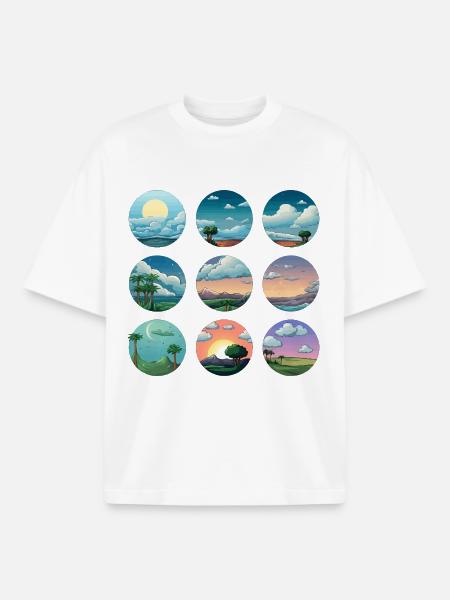 Kreislandschaften der Sonne - Boxy Heavyweight Unisex Organic T-Shirt von Stanley/Stella - Weiß