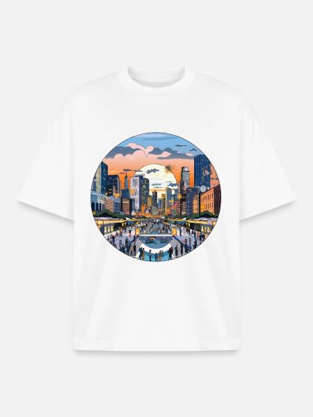 Sunset over the skyline - Boxy Heavyweight Unisex Organic T-Shirt by Stanley/Stella - white