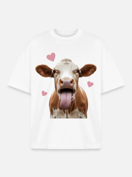 Kuhliebe – Süße Kuh mit Herz - Boxy Heavyweight Unisex Organic T-Shirt von Stanley/Stella - Weiß