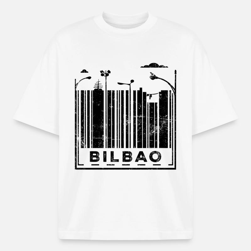 Bilbao Strichcode - Heavyweight Unisex Boxy T-Shirt von stanley/stella	 - Weiß