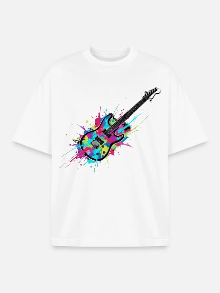 E-Gitarre Bunt Musik Rock Splash - Boxy Heavyweight Unisex Organic T-Shirt von Stanley/Stella - Weiß