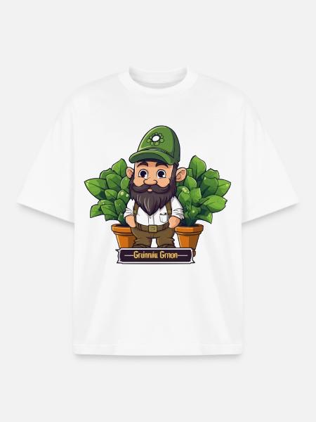 Green Gardener Gnome Comic - Boxy Heavyweight Unisex Organic T-Shirt by Stanley/Stella - white
