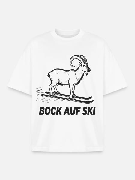 Funny ibex for skiers - Boxy Heavyweight Unisex Organic T-Shirt by Stanley/Stella - white