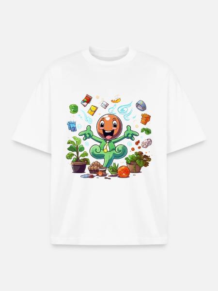 Fröhlicher Pflanzensuperheld - Boxy Heavyweight Unisex Organic T-Shirt von Stanley/Stella - Weiß