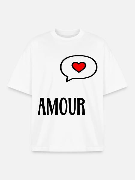 Love Heart - Boxy Heavyweight Unisex Organic T-Shirt by Stanley/Stella - white