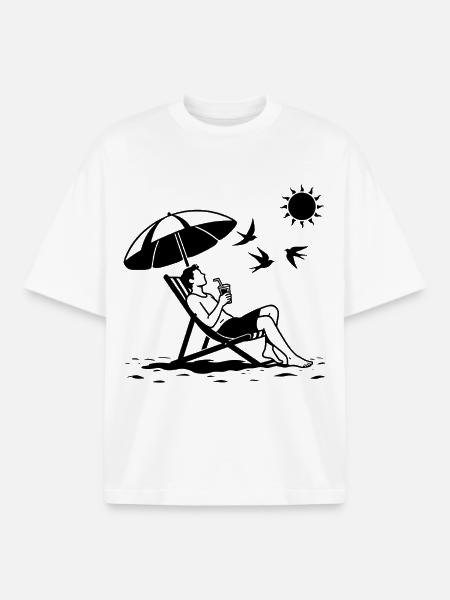 Entspannung im Liegestuhl am Strand - Boxy Heavyweight Unisex Organic T-Shirt von Stanley/Stella - Weiß