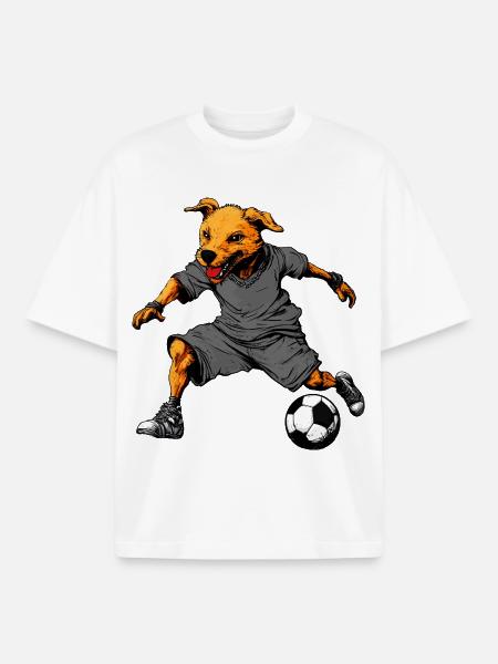 Footballer Dog - Boxy Heavyweight Unisex Organic T-Shirt by Stanley/Stella - white