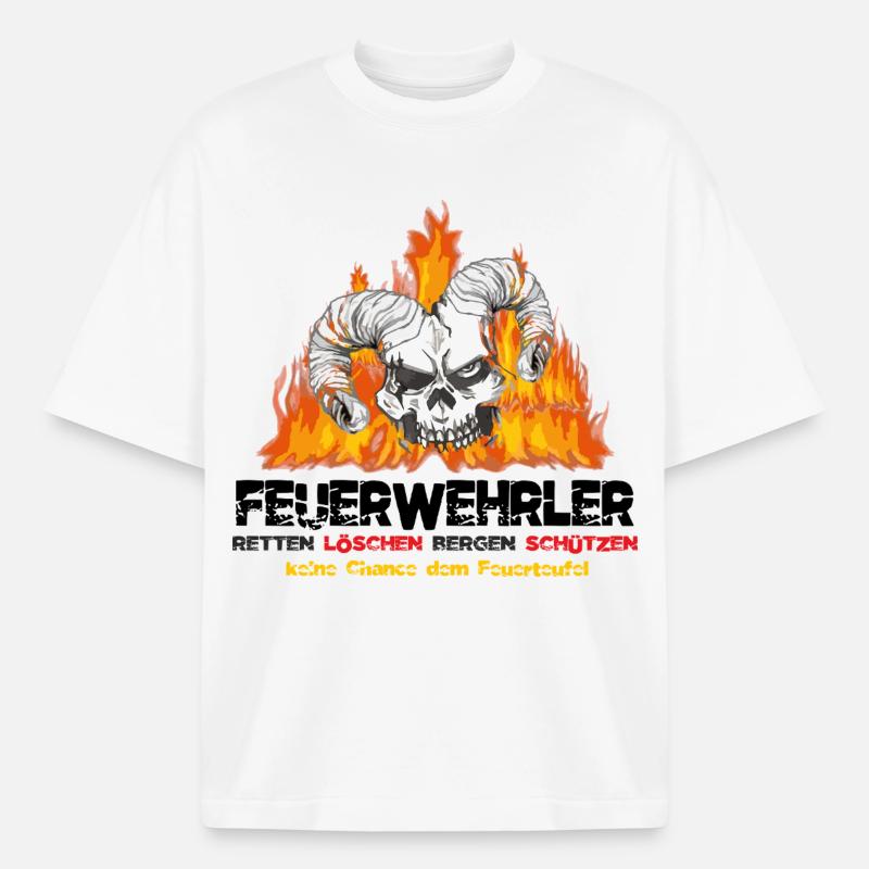 Pompier Fire Devil - T-shirt unisexe épais coupe boxy Stanley/Stella - blanc