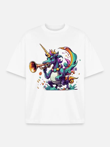 Farbexplosion Einhorn-Trompeter - Boxy Heavyweight Unisex Organic T-Shirt von Stanley/Stella - Weiß