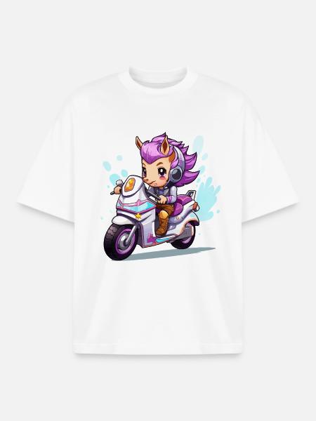 Chibi Motorradheldin - Boxy Heavyweight Unisex Organic T-Shirt von Stanley/Stella - Weiß