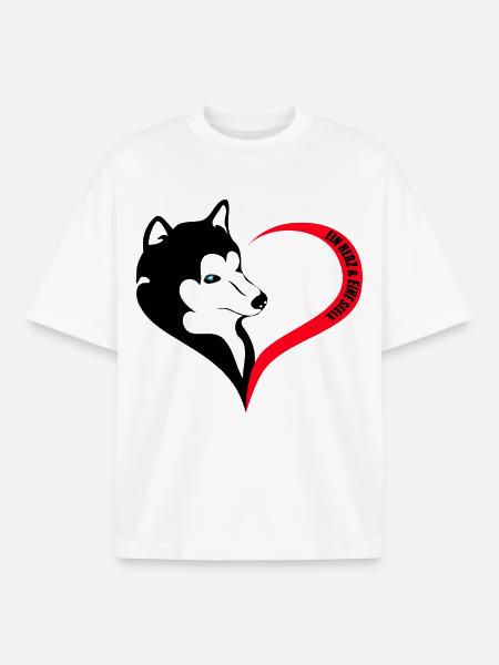 Dog silhouette with heart and soul - Boxy Heavyweight Unisex Organic T-Shirt by Stanley/Stella - white