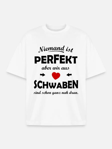 Red Heart on Black – Swabia - Boxy Heavyweight Unisex Organic T-Shirt by Stanley/Stella - white