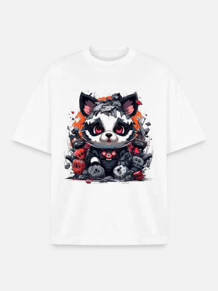 Robo Panda im Schlachtfeld - Boxy Heavyweight Unisex Organic T-Shirt by Stanley/Stella - white