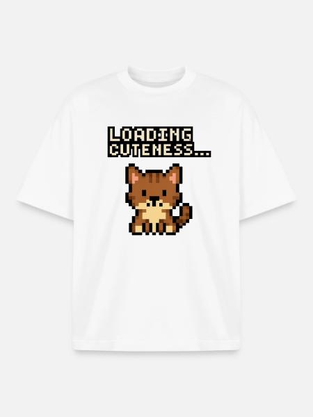 Ladezeit der Niedlichkeit Pixelkatze - Boxy Heavyweight Unisex Organic T-Shirt von Stanley/Stella - Weiß