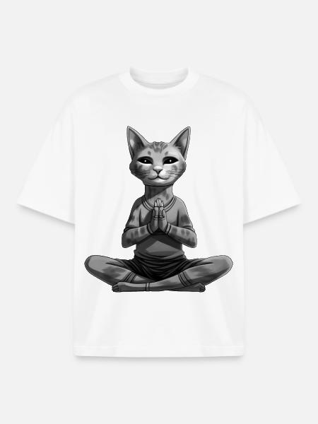 Katzen Yoga - Boxy Heavyweight Unisex Organic T-Shirt von Stanley/Stella - Weiß