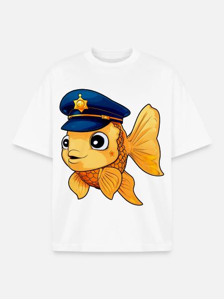 Goldfish Policeman - Boxy Heavyweight Unisex Organic T-Shirt by Stanley/Stella - white