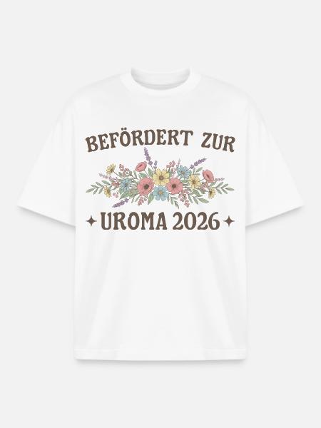 Befördert zur Uroma 2026 Blumen - Boxy Heavyweight Unisex Organic T-Shirt von Stanley/Stella - Weiß