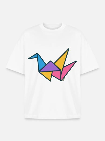 Bunter Origami-Kranich - Boxy Heavyweight Unisex Organic T-Shirt von Stanley/Stella - Weiß