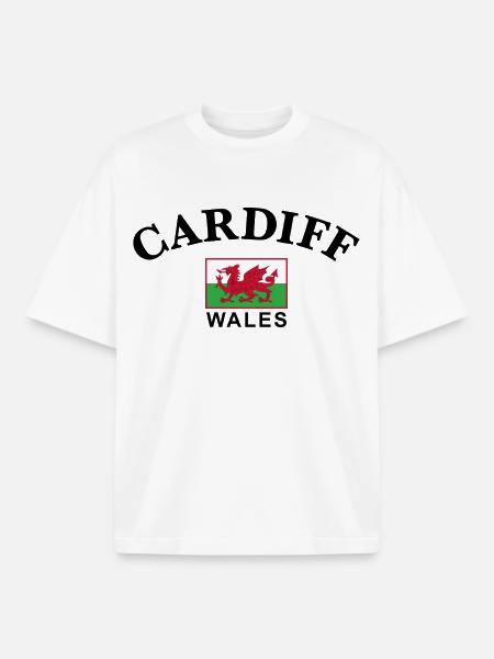 Cardiff, Wales - Boxy Heavyweight Unisex Organic T-Shirt by Stanley/Stella - white