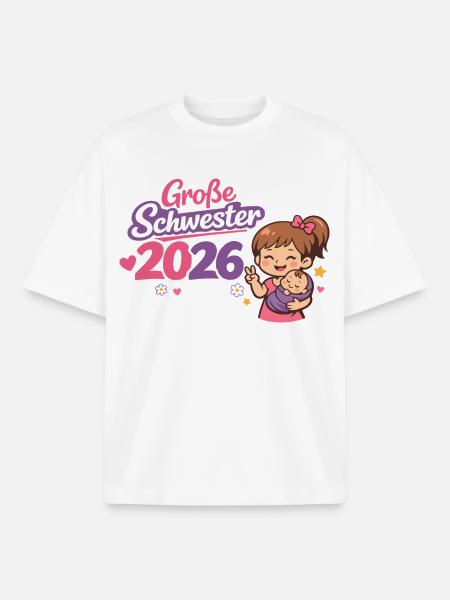 Big Sister 2026 Only Child End - Boxy Heavyweight Unisex Organic T-Shirt by Stanley/Stella - white