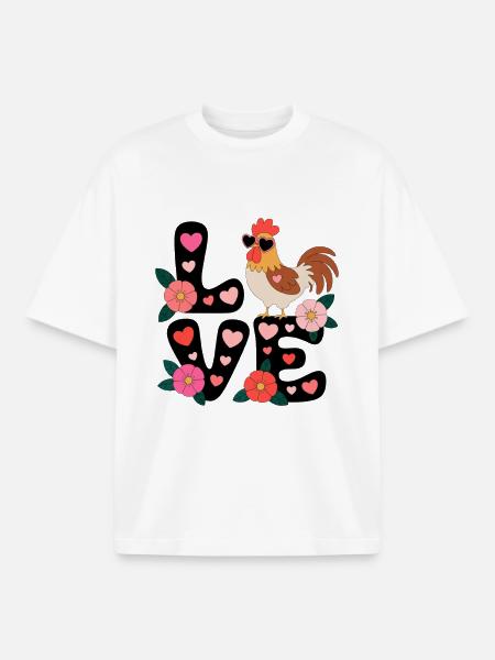 Love Hahn Blumenherz - Boxy Heavyweight Unisex Organic T-Shirt von Stanley/Stella - Weiß