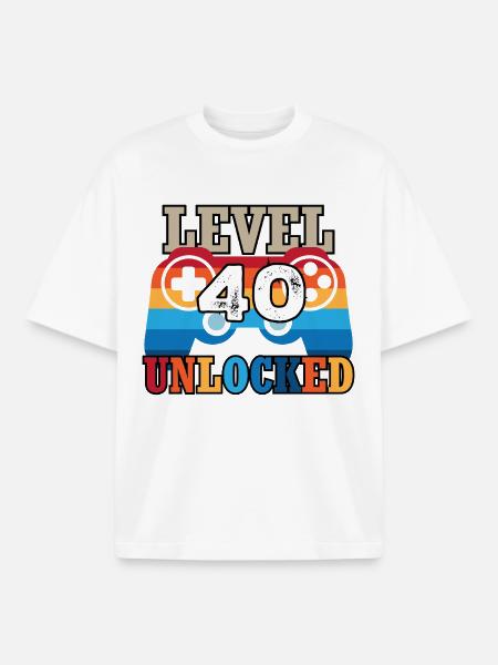 Level 40 Unlocked - Boxy Heavyweight Unisex Organic T-Shirt von Stanley/Stella - Weiß