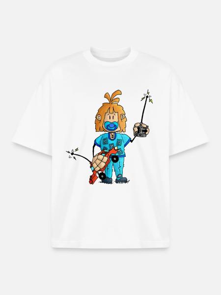 Ugo - la super télécommande / - T-shirt unisexe boxy épais biologique Stanley/Stella - blanc