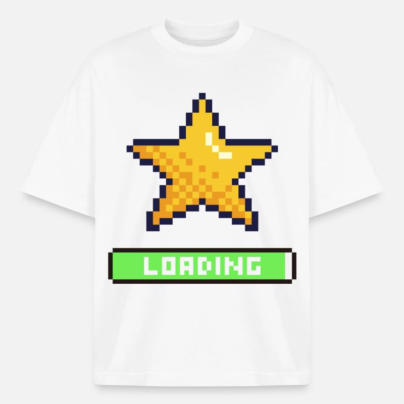 loading pixel étoile - T-shirt unisexe épais coupe boxy Stanley/Stella - blanc