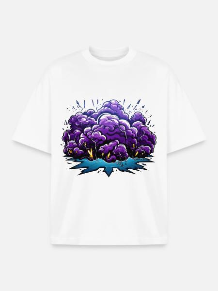 Purple Cloud Bang - Boxy Heavyweight Unisex Organic T-Shirt by Stanley/Stella - white