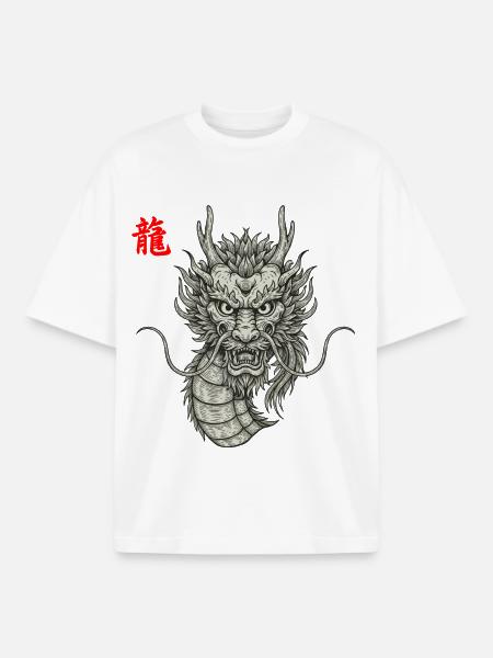 Drache Asiatisch - Boxy Heavyweight Unisex Organic T-Shirt von Stanley/Stella - Weiß