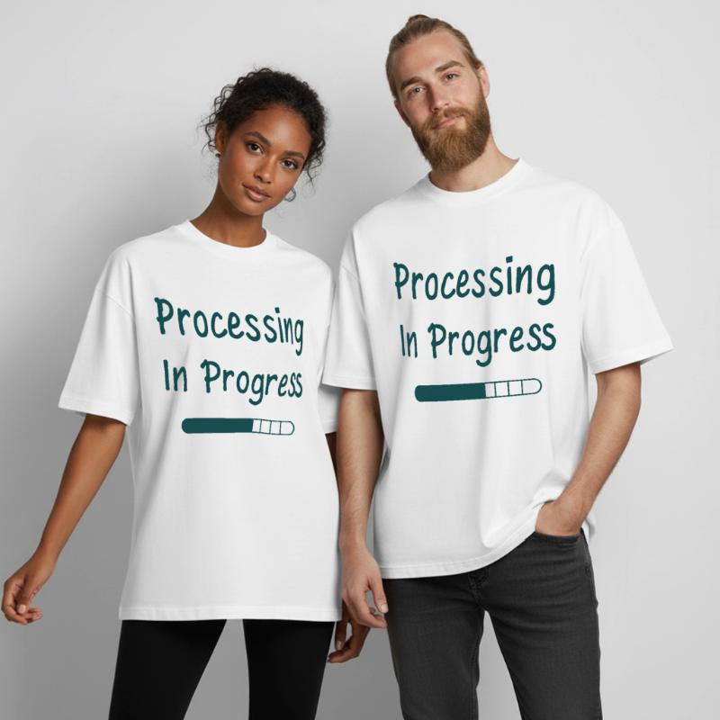 Processing In Progress Loading Bar Statement Boxy Heavyweight Unisex Organic T-Shirt by Stanley/Stella